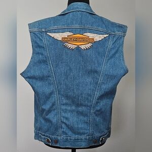 Wrangler Vintage 70s Cut-Off Denim Jacket Vest w/ Harley Davidson Vintage Patch